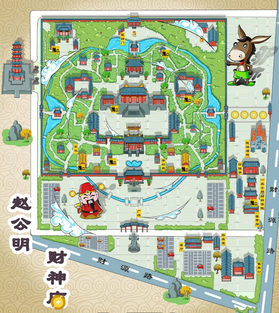 余杭寺庙类手绘地图